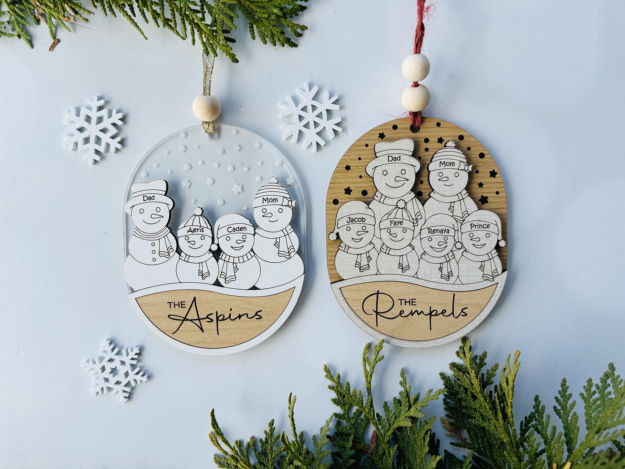 Snowman Family Christmas Ornaments