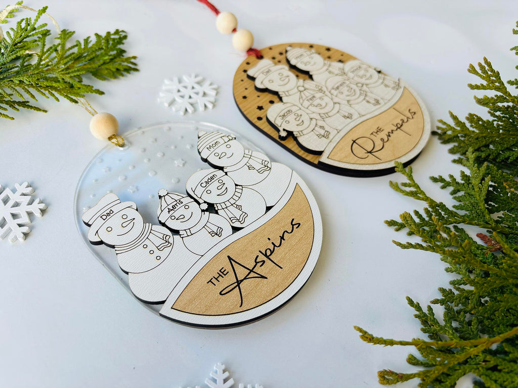 Snowman Family Christmas Ornaments