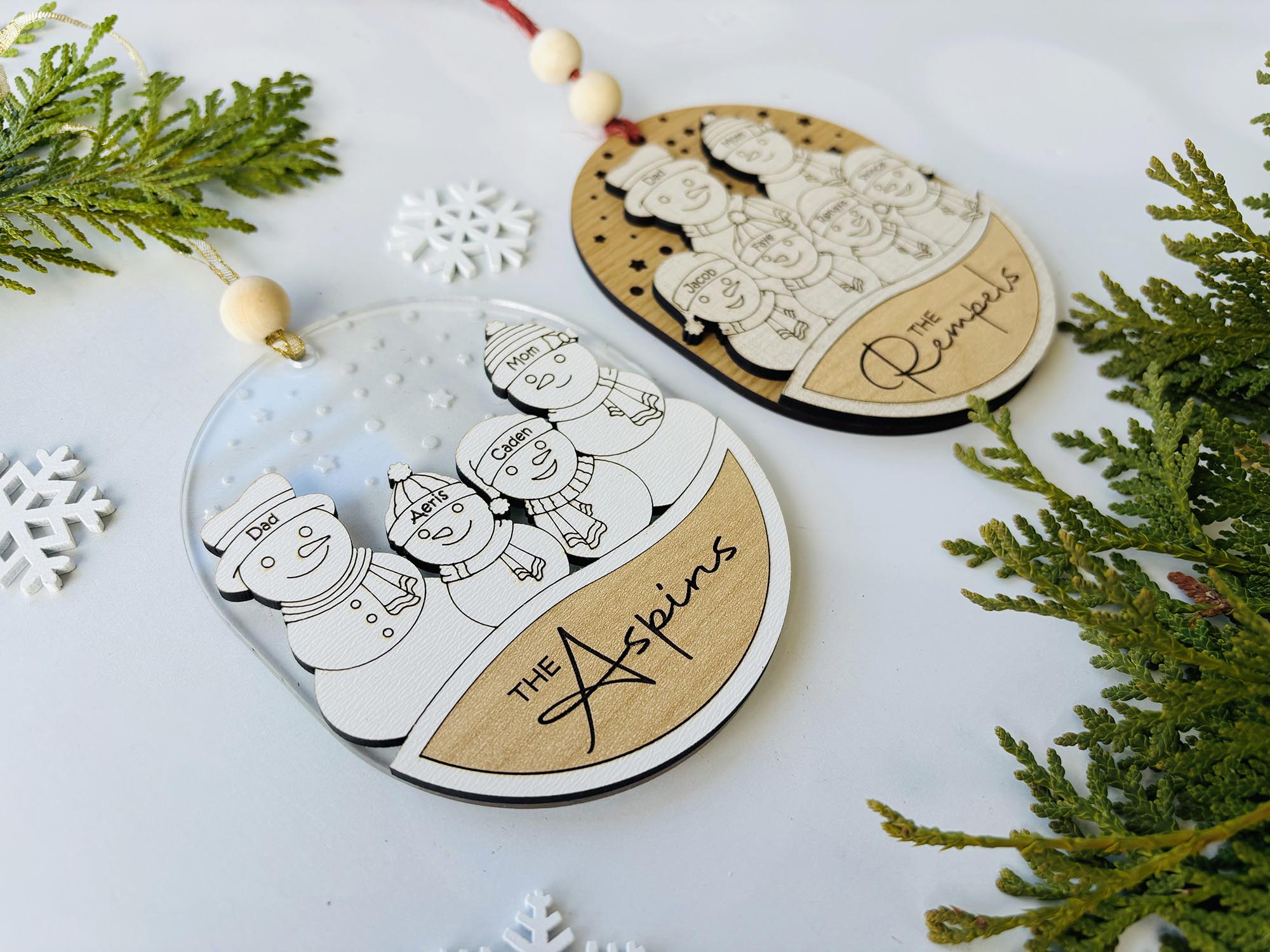 Snowman Family Christmas Ornaments