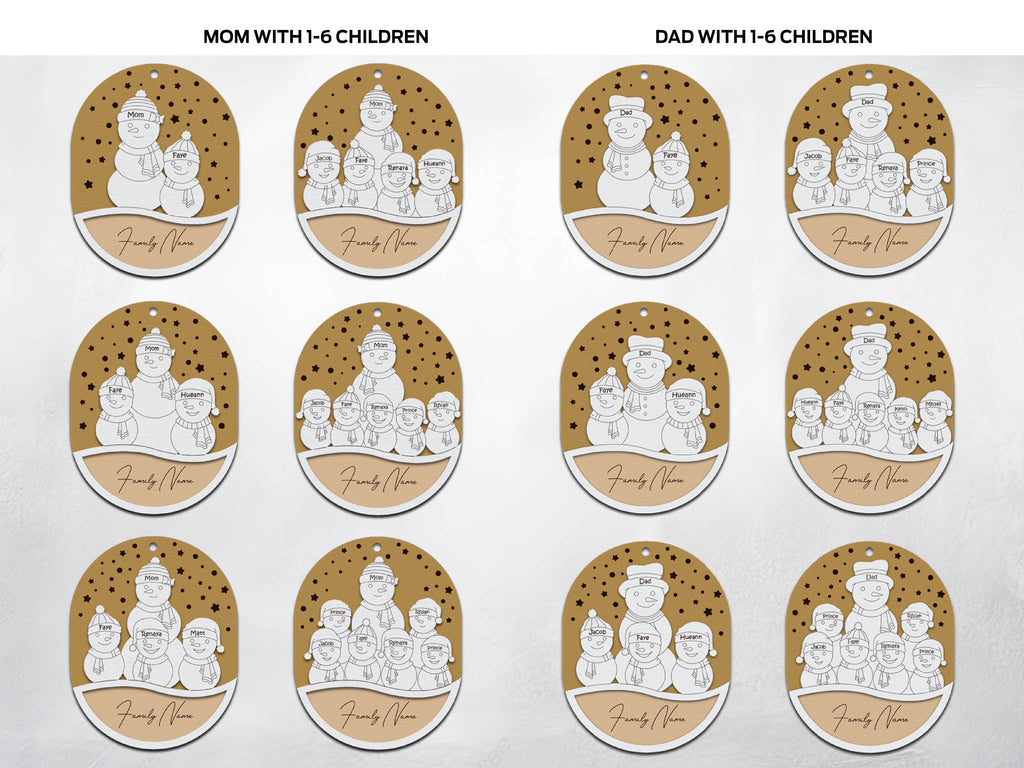 Snowman Family Christmas Ornaments