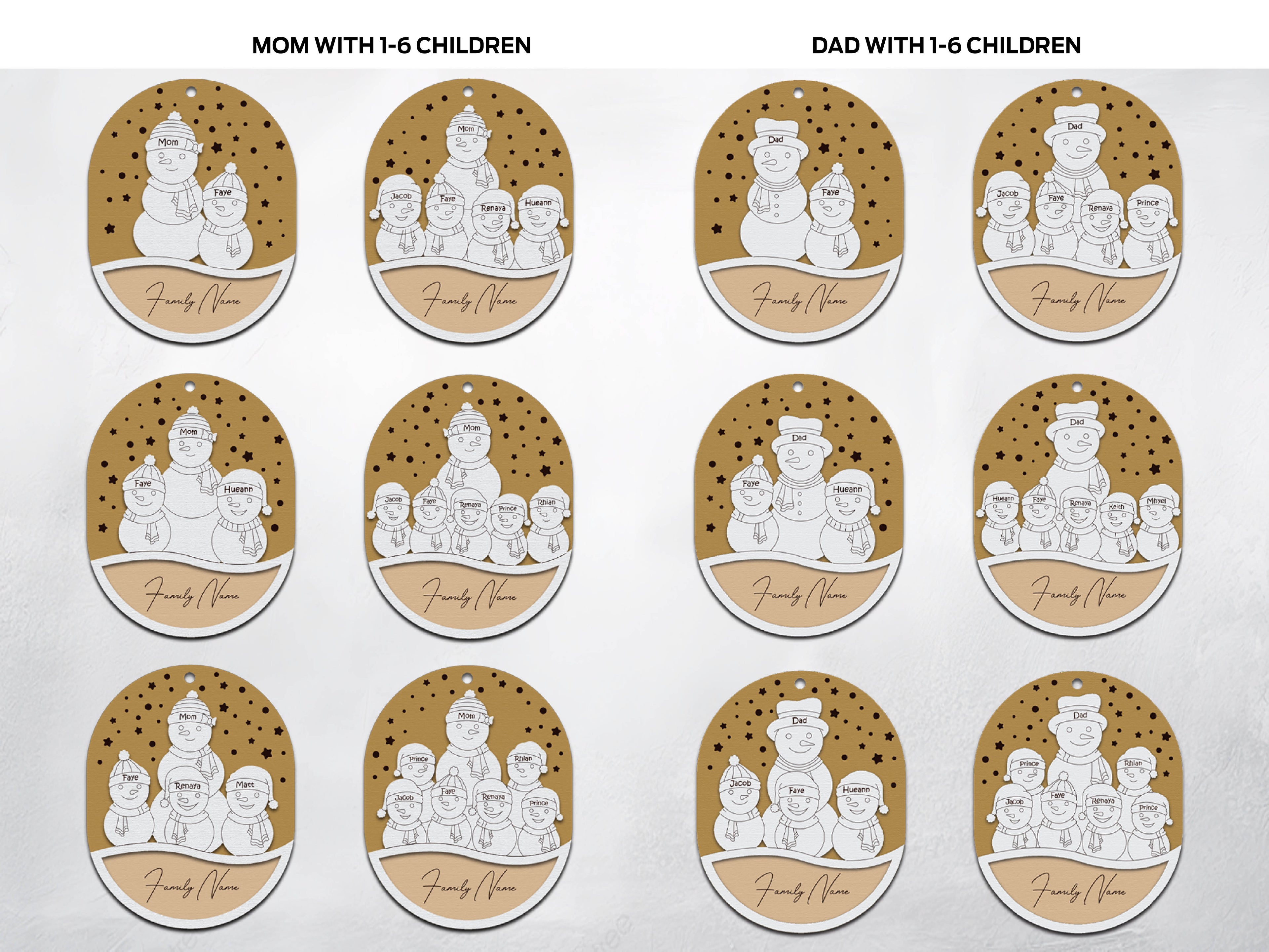 Snowman Family Christmas Ornaments